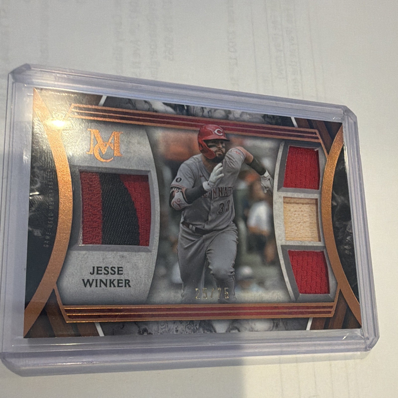 Topps Museum Collection 2022 Jesse Winker Reds Primary Pieces Quad Relic /75