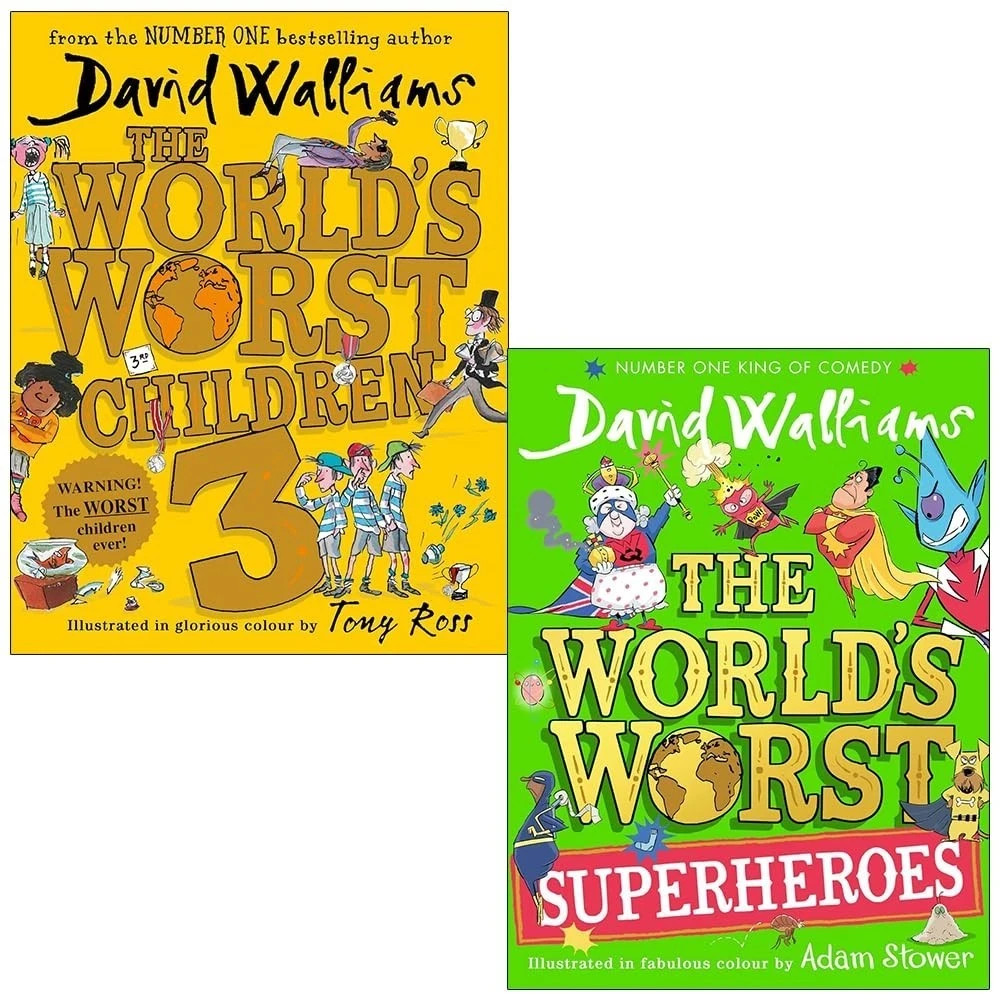 World's Worst Series 2 Books Set By David Walliams Superheroes, Children 3