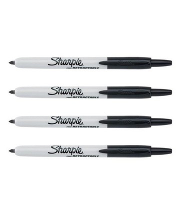 Sharpie einziehbare Permanentmarker | feine Spitze | schwarz | 4 Stück