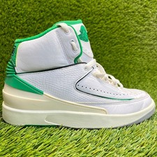 Nike Air Jordan 2 Retro GS Boys Size 5Y White Green Basketball Shoes Sneakers