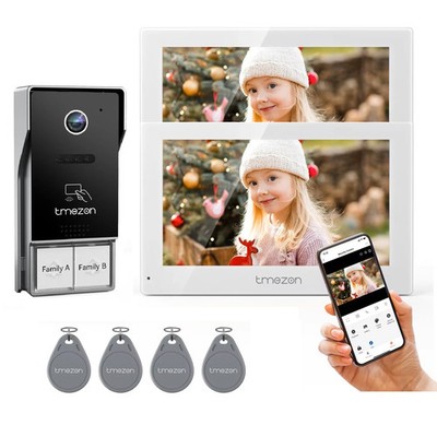 2 Familien WLAN 2 DRAHT BUS Video Türsprechanlage Gegensprechanlag Touchscreen