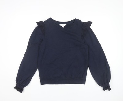Marks and Spencer Damen Sweatshirt Marine Größe 8 Baumwolle Rüschen