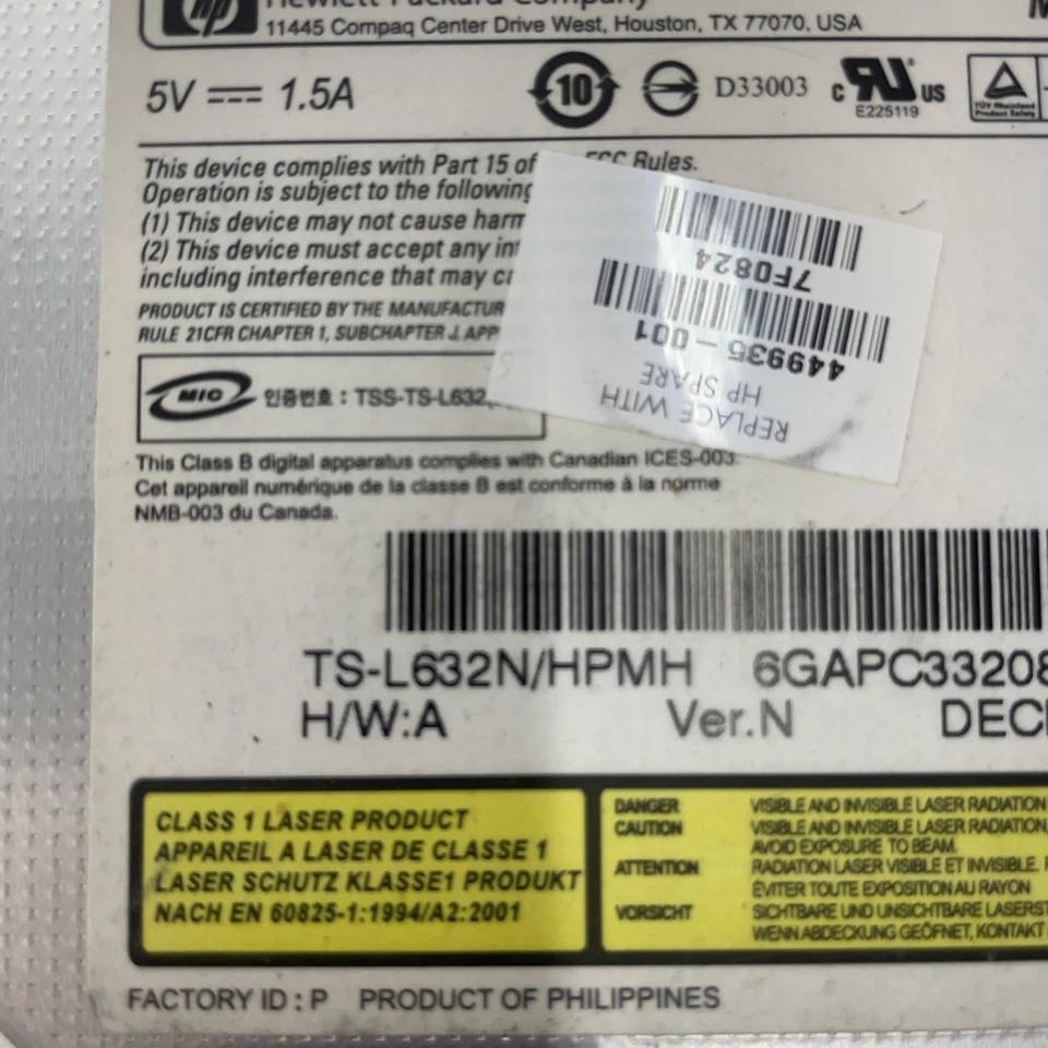 Laptop TS-L632 DVD internal Multi Drive HP with Bezel Computer Working - Image 3 of 4