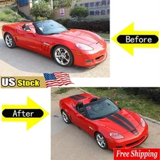 6Pcs Car Engine Hood Vinyl Decal Stickers Kit Exterior For Corvette C6 2005-2013