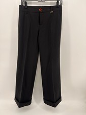 Gucci sz 40 US 4 Black Wide Leg Cuffed  Wool Blend Pants 28” Inseam
