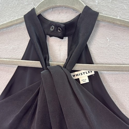 Whistles women’s Sophia black satin knotted sleeveless jumpsuit cropp wide leg 6 - Picture 7 of 10
