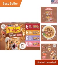 Purina Extra Gravy Wet Cat Food Chunky 24ct Variety Pack With Chicken, Turkey...