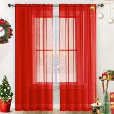 Sheer Voile Window Treatment Rod Pocket Curtain Panels for Kitchen Bedroom Livin