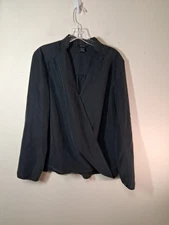 S&D Blouse Wrap Business Casual Top Boho Winter Black Size Large