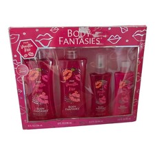 Body Fantasies Gift Set Pink Vanilla Kiss Cream Wash EDT Fragrance Spray NEW