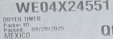   New OEM GE WE04X24551 Dryer Timer   
