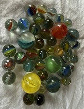 Vintage Glass Marbles Lot Of 41 Cat Eye Clear Marble Variety Color Sizes Shooter