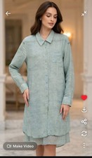 Guess Sheer Slowy Shirt Dress Lt Blue Long Sleeve Sz L