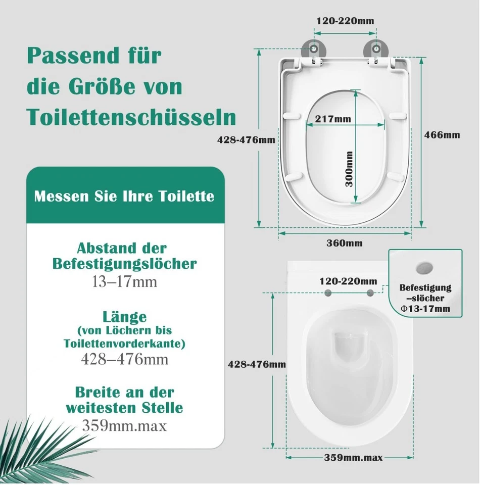 STOREMIC Toilettendeckel, WC Sitz mit Absenkautomatik, Klodeckel D-Form mit - Bild 2 von 4
