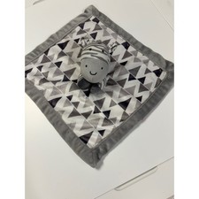 Lullaby Lane Zebra Baby Security Blanket Lovey Grey White Triangle Geometric