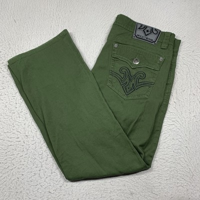 MEK DNM Jeans Milton T2 Straight Green Mens 38X34 Embroidered (Actual 40X32)