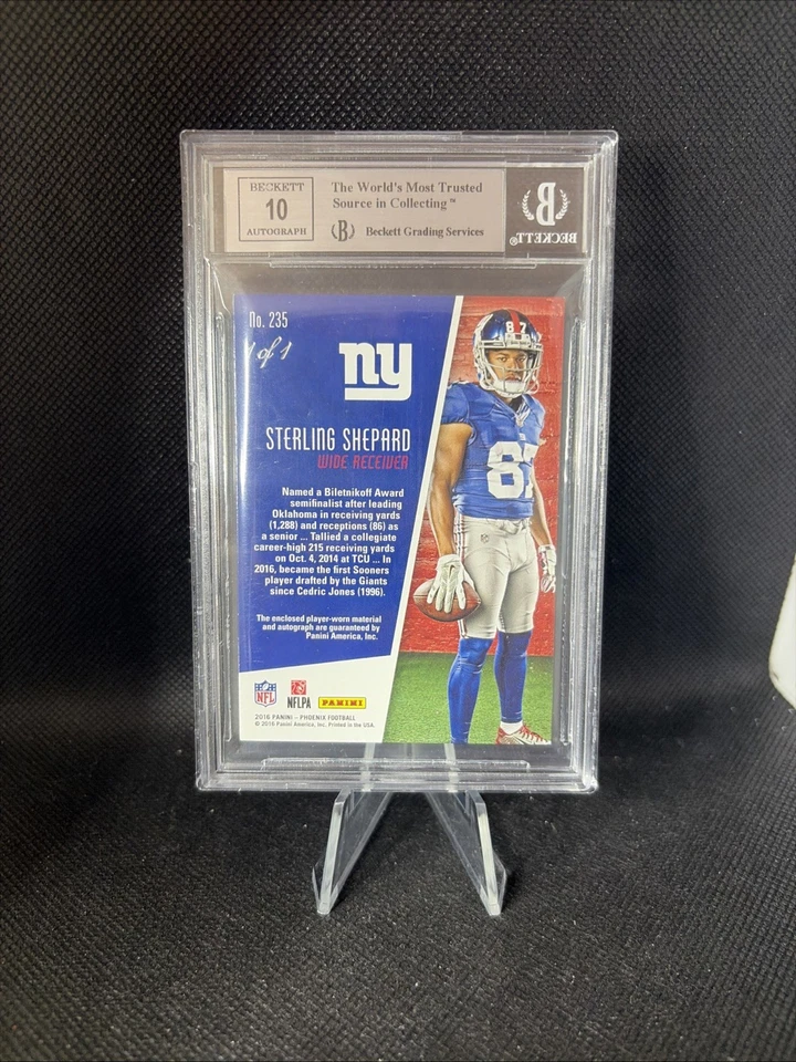 Sterling Shepard 2016 Panini Phoenix RPA Laundry Tag Logo 1/1 BGS 9 - Image 2 of 2
