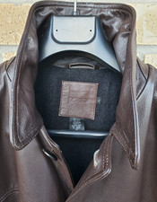 VTG Y2K J.Crew Leather Jacket Mens Chore Barn Coat Wool Lined Dark Brown:XL