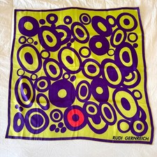 Vintage 1960s Rudi Gernreich Silk Scarf Pop-Art Mod Psychedelic Purple  Green