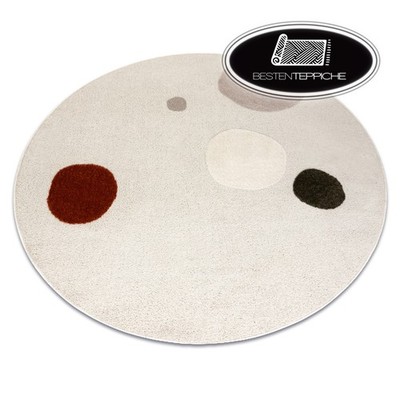 Moderne Designere strukturelle Teppiche Kreis 'DUNE' SHAPE Creme Terrakotta