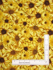 Queen Bee Sunflowers Fabric Digital Cotton Timeless Treasures CD1362 By Yard