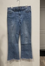 BBJ Los Angeles Women’s Jeans Jr's Y2K Flare Raw Hem (27 ins) GRUNGE SZ 11/30