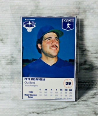 1987 Kraft Home Plate Heroes Pete Incaviglia #39 Texas Rangers Baseball Card