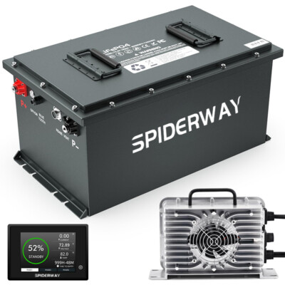 72V 105Ah LiFePO4 Lithium Battery with 25A Charger for Golf Cart Buggy ATV UTV