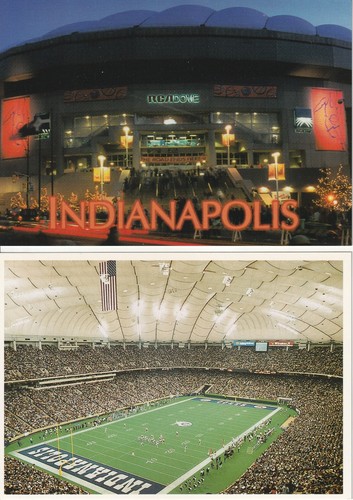 (2) Tougher to Find NFL Indianapolis Colts RCA Dome Football Stadium Postcards