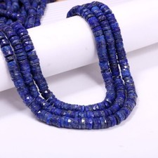 Genuine Lapis Lazuli Gemstone Faceted Heishi Disc Wheel Shape Beads 6-7MM Strand