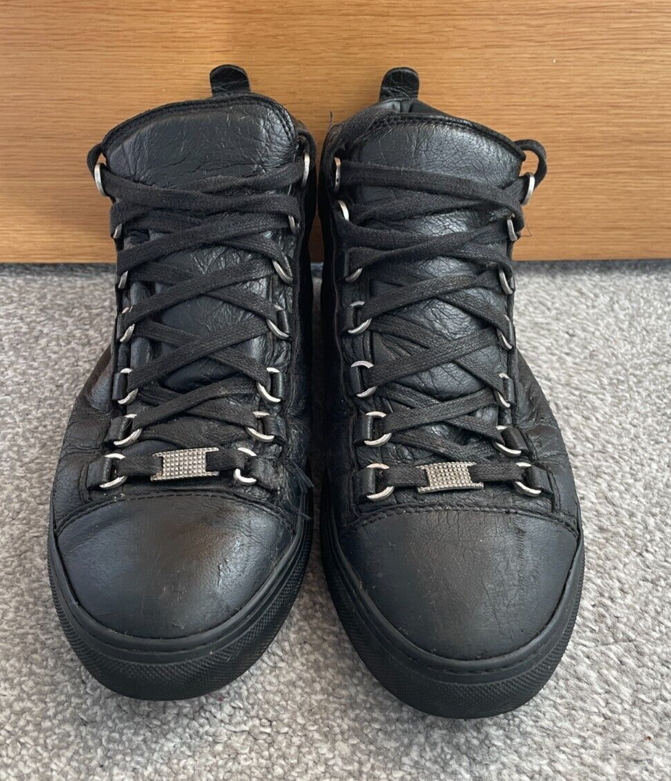 靴 BALENCIAGA Arena high Sneaker size 43 BALENCIAGA ARENA USED CONDITION BLACK HIGH TOP SHOES SIZE 39