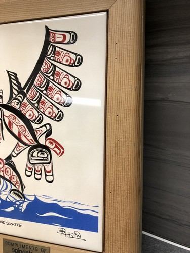 Tsimshian Eagle And Sockeye Tile Art Inlaid Wood Box Signed Bill Helen - Picture 3 of 16