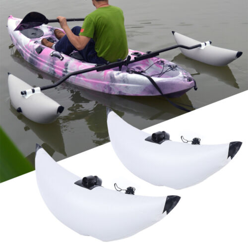 2pcs PVC Inflatable Outrigger Kayak Canoe Fishing Boat Float Tube Stabilizer+Arm - Foto 1 di 12