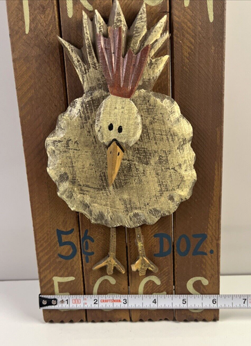 Wooden 3D Chicken Sign "Fresh Eggs" For Sale 11.75" Tall x 6.2" Wide - Picture 2 of 5