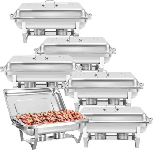 Chafing Dish Buffet Set 8QT 6 Pack Stainless Steel rectangle Chafer for Catering