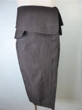 CUE high waisted brown skirt Imported Fabric Italy 8 Work Wear Linen Designer 