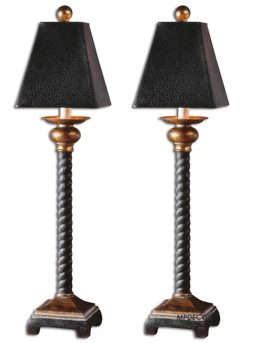 Uttermost 29007 Bellcord English Barley Twist Style Buffet Table Lamps Set Of 2 - Picture 2 of 4