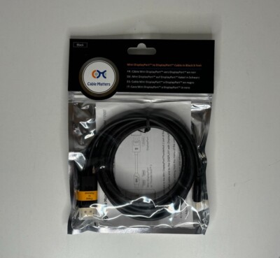 Cable Matters Mini DisplayPort to DisplayPort in Black 6 Feet NEW SEALED Gold