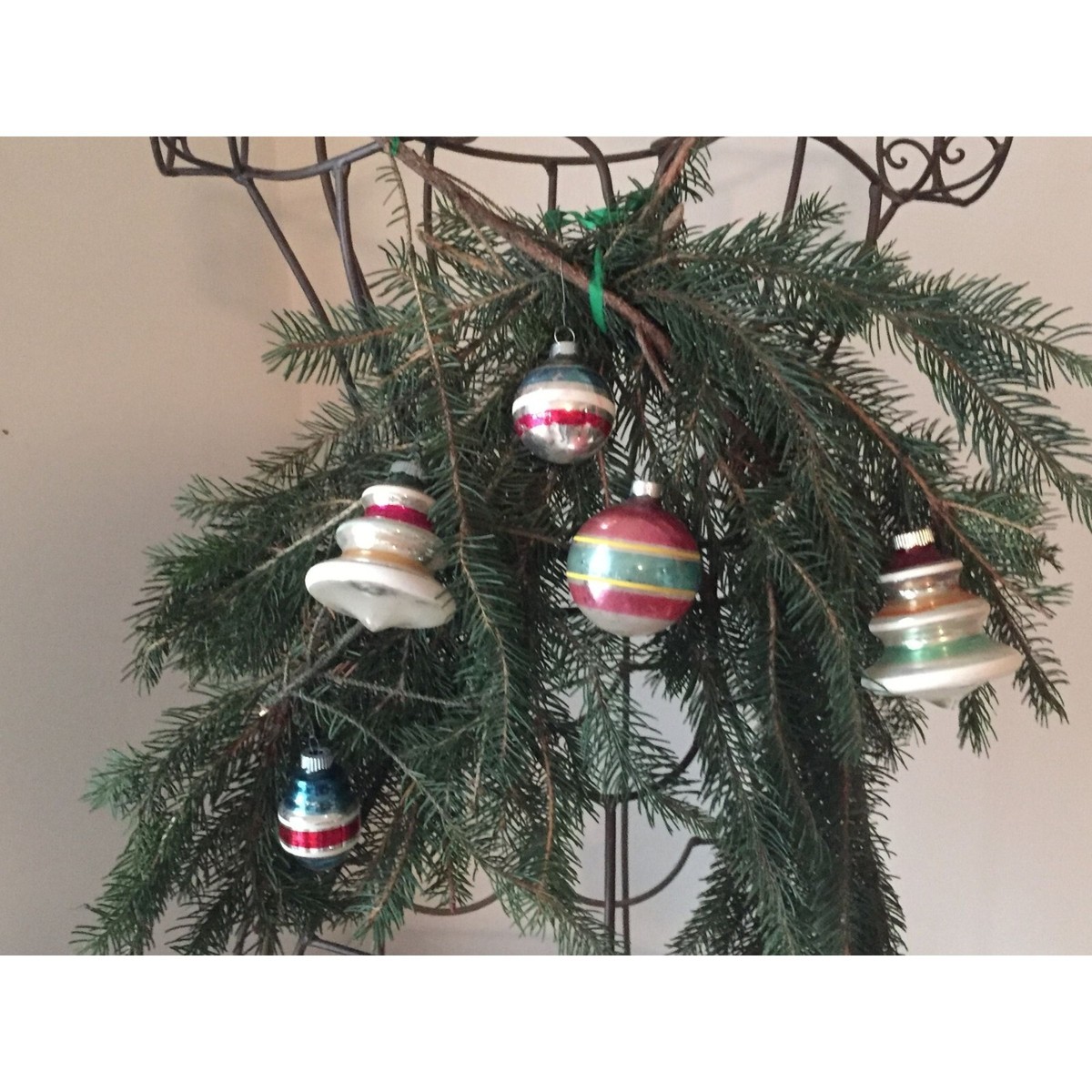 Vintage Five Vintage 1950's Christmas Tree Ornaments Round Bell