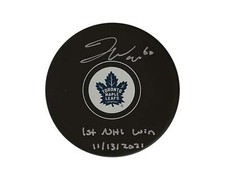 Joseph Woll Autographed Toronto Maple Leafs Autograph Model Puck Inscribed 