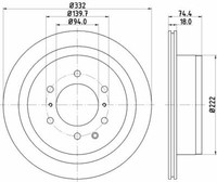 2X Hella 8DD 355 119-091 Bremsscheibe FüR Mitsubishi