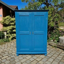 Alter Bauernschrank vintage retro 2-türig antik farbig blau lackiert restauriert