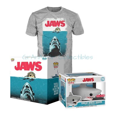Funko POP! Movies: JAWS #758 [Bloody] & Tee Shirt XL L M or