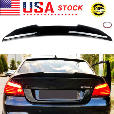 Real Carbon Fiber Trunk Spoiler For BMW E60 5 Series (2004-2010) - Gloss Black, 3x3 Twill