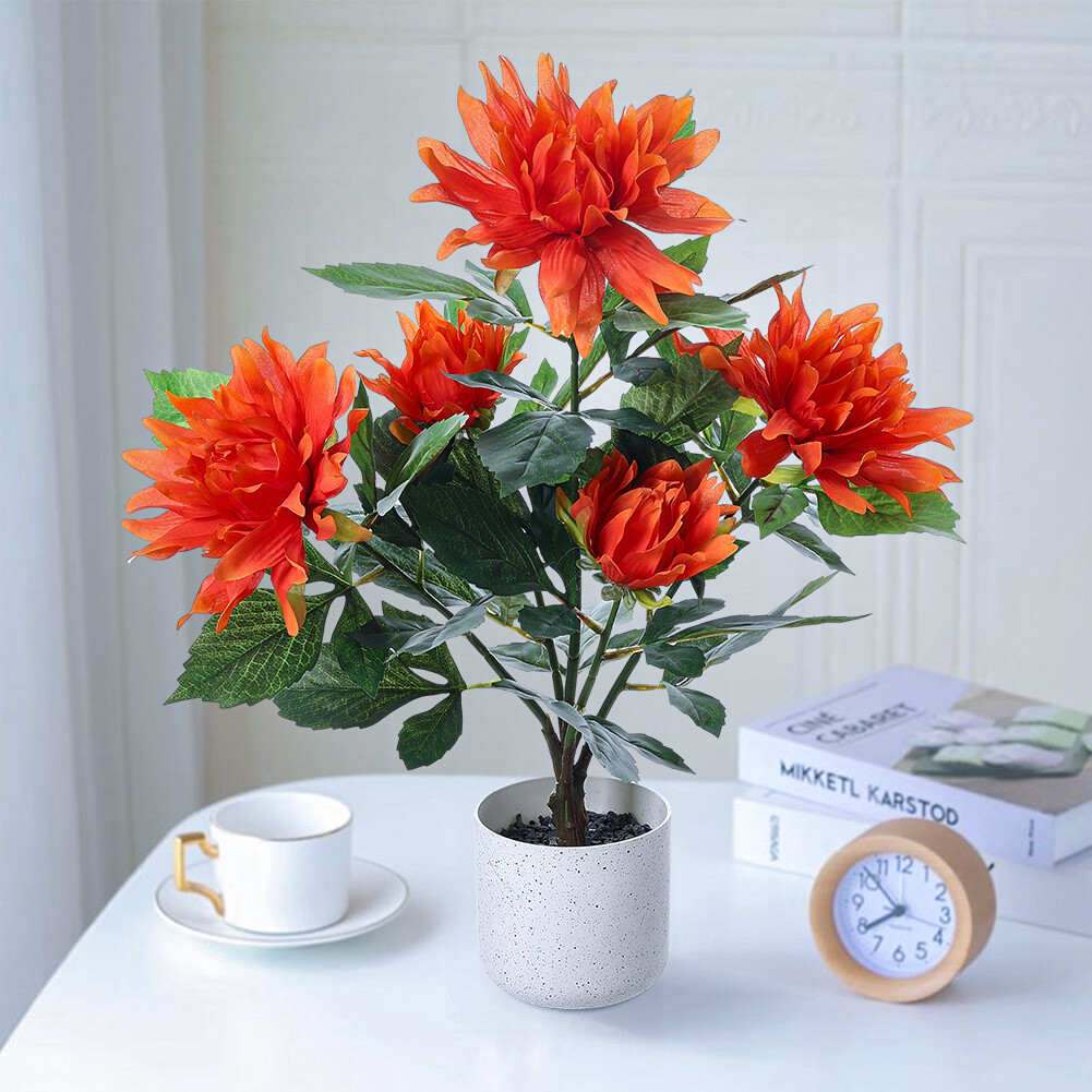 Large Artificial Dahlia Flower Tree in Pot In & Outdoor House Fake