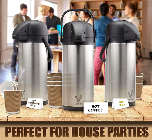 Airpot Kaffeespender mit Pumpe - 102 Oz Isoliert Edelstahl Kaffee Cara - Bild 4 von 8