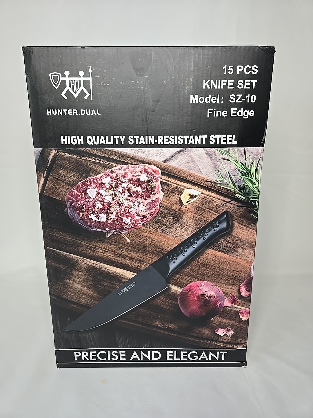 Knife Sets for Kitchen with Block, HUNTER.DUAL 15 Piece Knife Set with Built-in-image