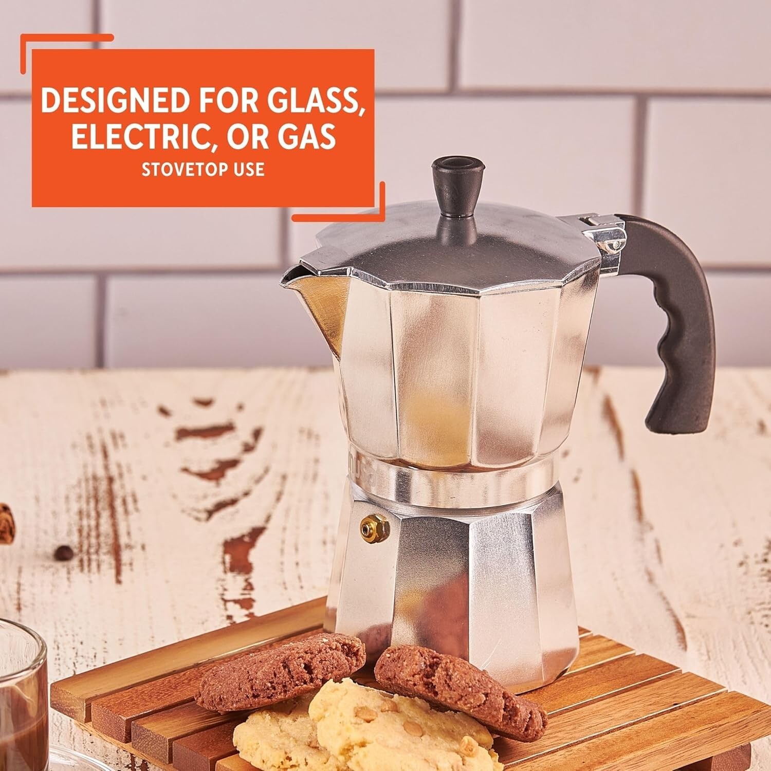 Large Aluminum 3 and 6-cup Classic Italian and Cuban Espresso Maker (B120-44V)