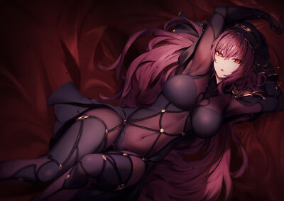 Anime girls big  belly red eyes curvy long hair Playmat Gaming Mat Desk