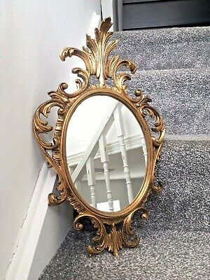 Vintage Heavily Gilded Ornate Gold, Ornate Gold Mirror Small